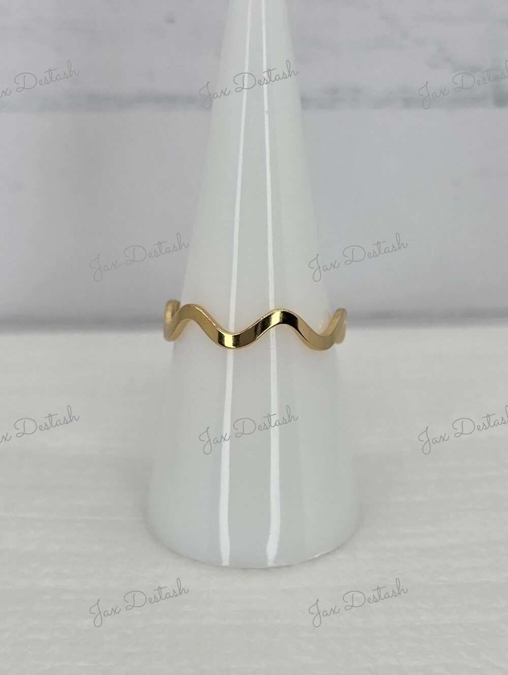 Stainless Steel Gold Tone Wave Ring